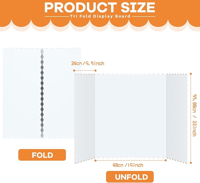 Henoyso 8 Pcs 22 x 38 Inch White Trifold Poster Board Large Tri Fold - Image 2