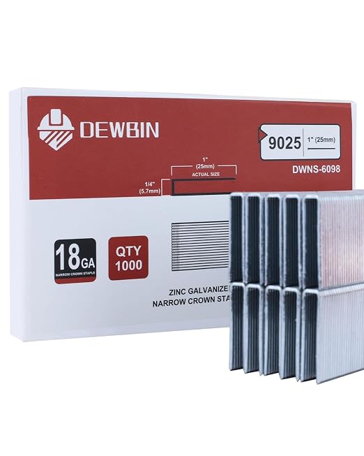 DEWBIN 18 Gauge Narrow Crown Staples, 1000 Cts 1-Inch 18GA Heavy Duty by DEWBIN