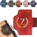 Personalized Bookmark with Pen Holder, Leather Magnetic Bookmark 26 Letters by Xinhelan