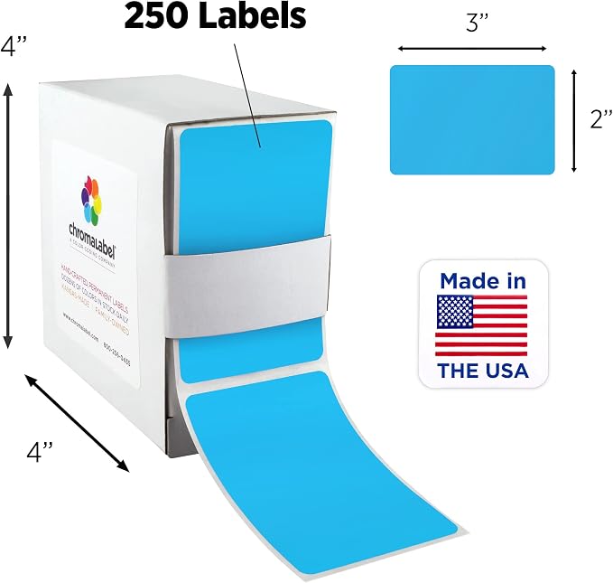 ChromaLabel 2 x 3 inch Permanent Color Code Rectangle Labels, 250 Labels per - Image 2
