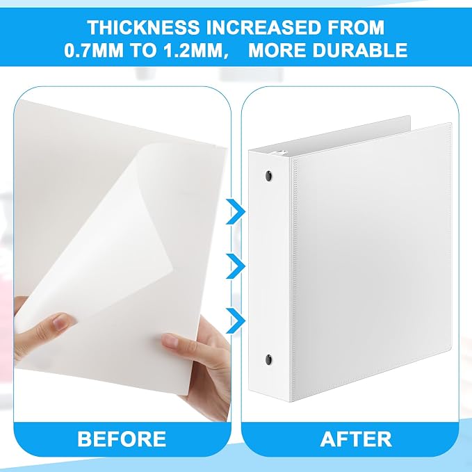Henoyso 12 Pcs 3 Ring 1 Inch Binders Fits 8.5 x 11 Inch Letter Size Paper - Image 3