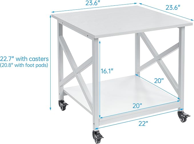 Fannova 23.6 x 23.6 Inches Large Printer Stand, 2 Tier Square Printer Table - Image 2