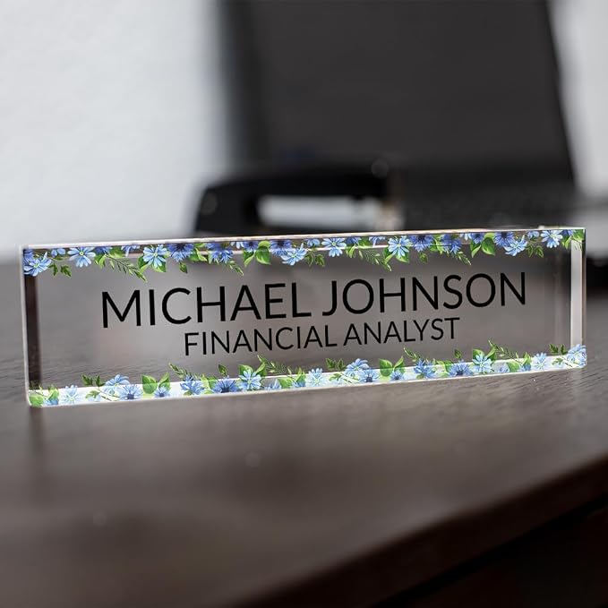 Signs ByLITA Floral Pattern Customized Nameplate | Wild Blue Personalized Full - Image 6
