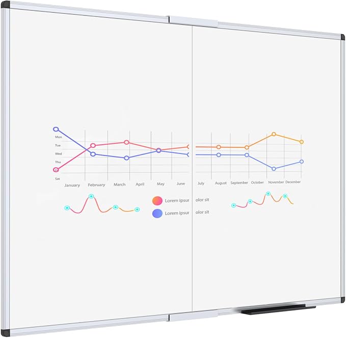 VIZ-PRO Magnetic Foldable Whiteboard, 48 x 36 Inches, Dry Erase Wall Mounted by VIZ-PRO