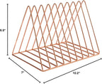 Sooyee 9 Slot Rose Gold Magazine Holder, Desktop File Sorter Organizer Triangle - Image 7