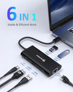 UtechSmart USB C Hub, Ethernet Multiport Adapter 6 in 1 USB C to HDMI Dock - Image 2