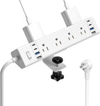 40W Fast Charging Station, Desk Clamp Power Strip 20W USB C, 8 Outlets by Jgstkcity