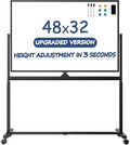 Rolling Whiteboard, 48 x 32 Inches Magnetic White Board by Tankee