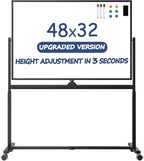 Rolling Whiteboard, 48 x 32 Inches Magnetic White Board by Tankee