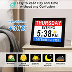 Véfaîî 19 Alarms Dementia Clock 8 Inch Large Display, Auto DST, 10 Levels Auto - Image 2
