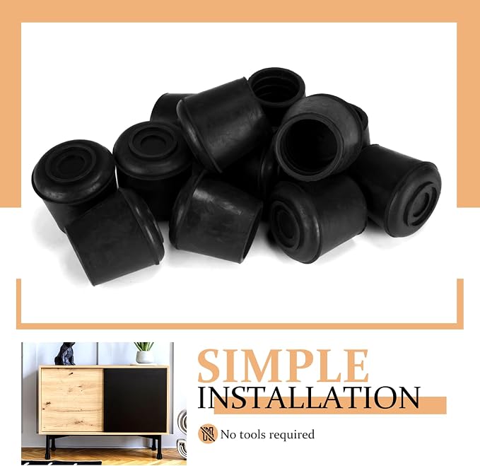 1/4" Round Rubber Furniture Leg Tips Caps, 8 Pack Black Extra Small Furniture - Image 7