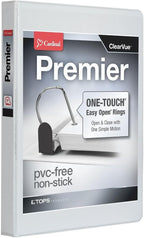Cardinal 3 Ring Binder, 1 Inch Premier Easy Open Binder, ONE-Touch Locking by TOPSProducts