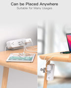 Desk Clamp Power Strip, 65W 10ft Extension Cord- 2 Outlets Desktop Power Strip - Image 7