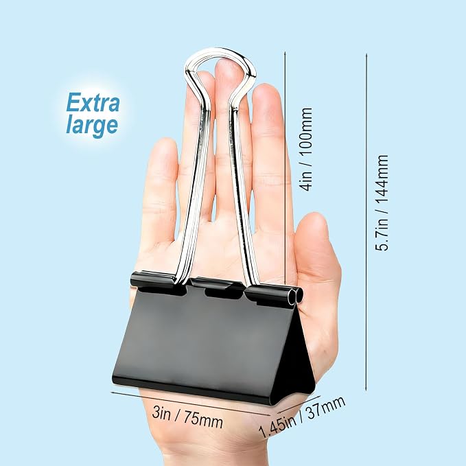 XIIFIIFII 3 Inch Extra Large Binder Clips, Heavy Duty Paper Clamps, Big Metal - Image 6
