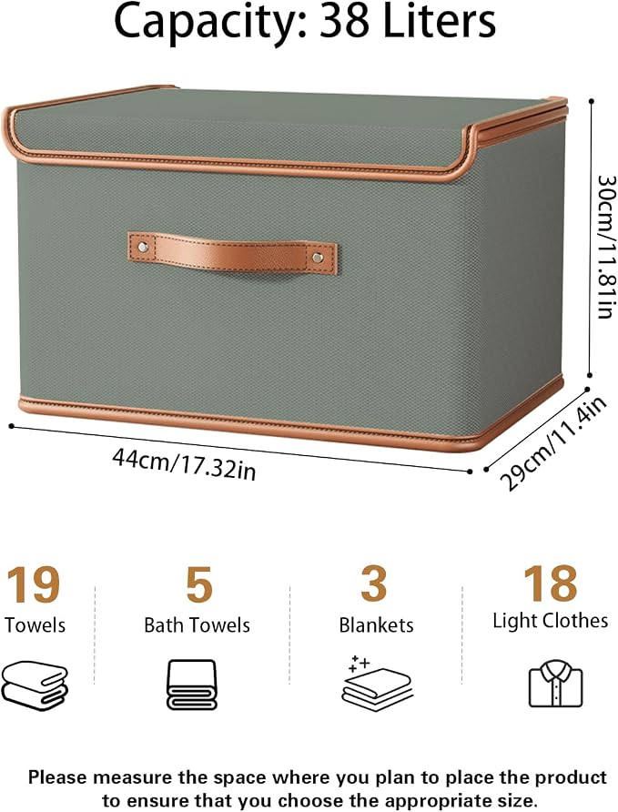 Tuza 2 Pack Storage Bins with Lids, Collapsible Closet Organizer Container - Image 2