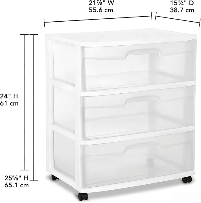 Wide 3 Drawer Cart White - Image 3