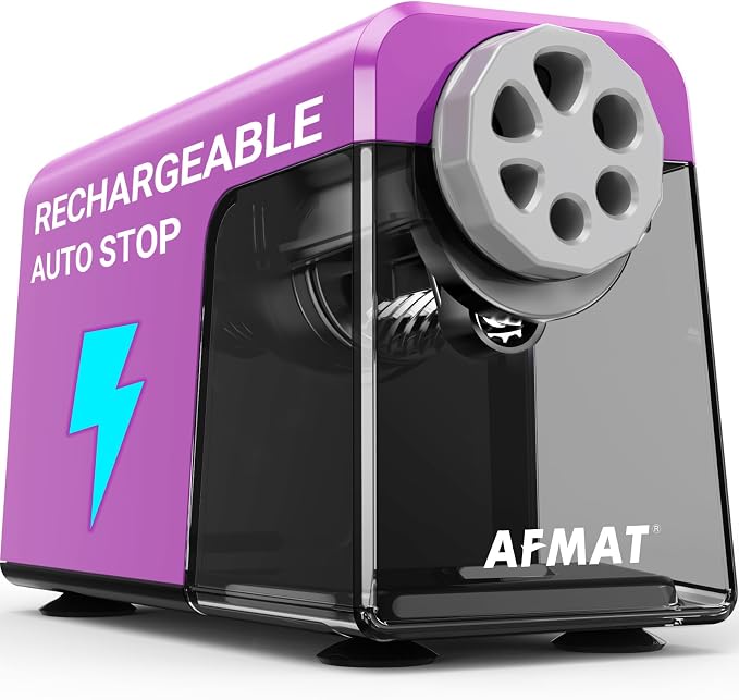 AFMAT 6-Hole Electric Pencil Sharpener, Cordless & Rechargeable, Colored Pencil by AFMAT