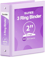 SUNEE 3 Ring Binder 2 Inch 1 Pack by SUNEE