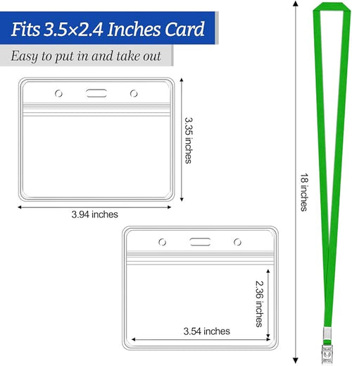100 Pcs Clear Horizontal Badge ID Card and 100 Pcs Lanyard, Reusable Lanyards - Image 2