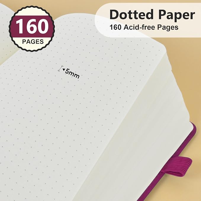 PERCUN Dotted Journal Notebook for Men & Women, 160 Pages Dot Grid notebook for - Image 4
