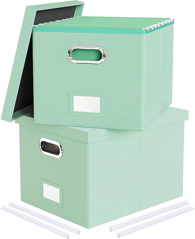 Oterri 2 Pack File Storage Organizer Box, Portable File Box by Oterri