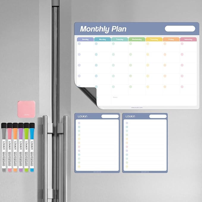 Loukin Dry Erase Calendar Set, Monthly Planner and Checklist, Electrostatic by LOUKIN