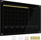 Black Glass 3-1 Monthly Dry Erase Calendar Whiteboard by Marribol