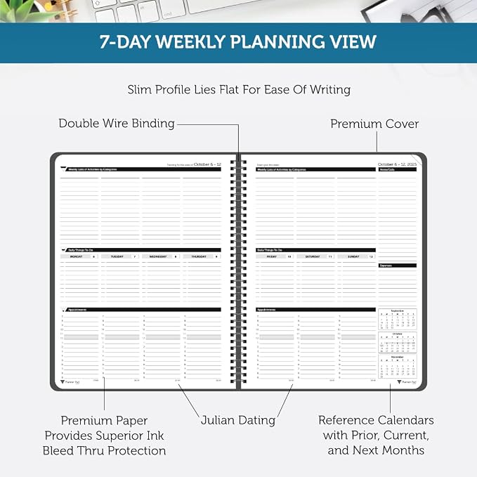 Planner Pad Spiral Bound 3-Tier Funnel Down 12 Month Organizer, October 2025 – - Image 3