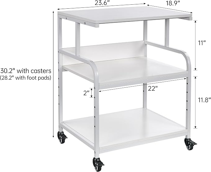 Fannova White Printer Stand, 23.6 x18.9 x 30 Inches Big Size Printer Table - Image 2