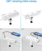 Desk Clamp Power Strip, 40W Fast Charging Station, Desktop Mount Surge Protect - Image 7
