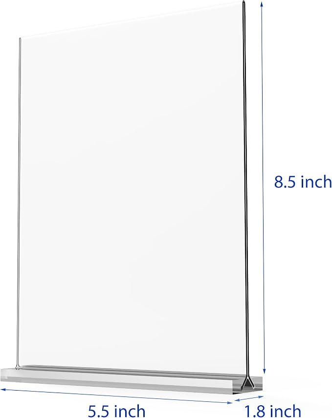 newnewshow Acrylic Sign Holder 5.5x8.5 Inch 3 Pack Vertical T Shape - Image 2