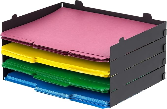 IRIS USA Metal Letter Tray Paper Organizer, 4 Pack, by IRISUSA