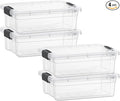 Superio Storage Bins with Lids- 4 Pack, 7.4 Qt Clear Boxes by Superio