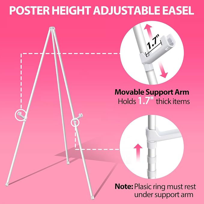 VAIIGO 63" White Easel Stand for Wedding Sign Poster Display Easel Folding Art - Image 4