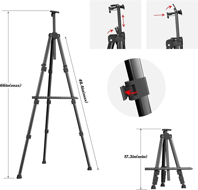Easels for Painting Canvas, Aredy 66" Art Easel for Drawing, Portable Painting - Image 4