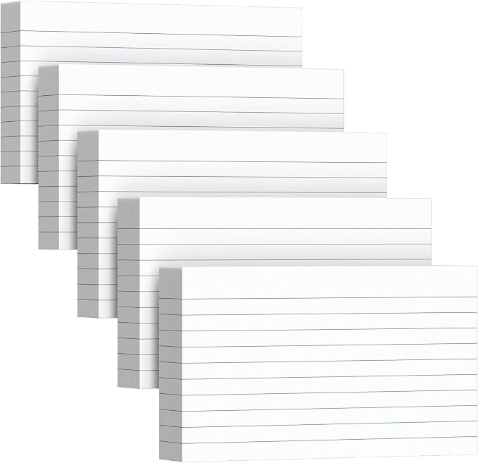 250 Count Index Cards 3 x 5 Inch, Heavyweight White Lined Note Cards Portable by Unknown