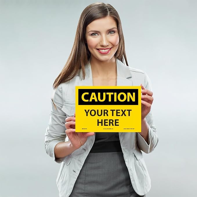 Custom OSHA Style Caution Sign 7" x 10" Adhesive Vinyl Sign, Customizable "Your - Image 2