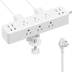 Flat Plug Desk Clamp Power Strip 10FT, 24W Total Charging Station, Desk Edge by AcozvinPowerStrip