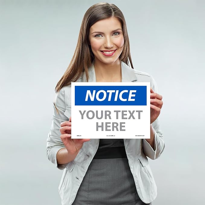 Custom OSHA Style Notice Sign 10" x 14" Adhesive Vinyl Sign, Customizable "Your - Image 2