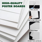 TUXIYA 100 Pack White Poster Board, 250GSM/92LB Heavy-Weight Blank Poster Board - Image 3