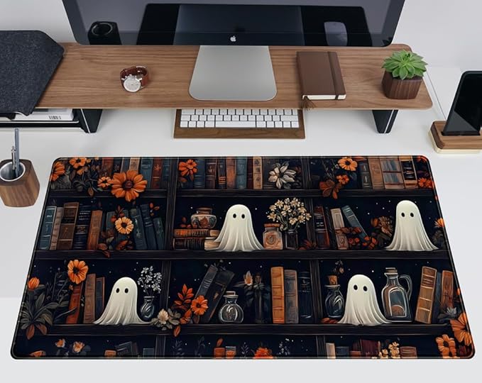 Cute Ghost Desk Mat Dark Vintage Large Mouse Pad Gaming Black Mouse Pad XXL - Image 2
