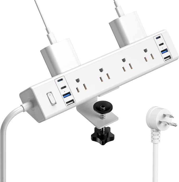 40W Fast Charging Station, Desk Clamp Power Strip 20W USB C, 8 Outlets by Jgstkcity
