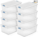 Sterilite 8-Pack Latching Box, Under Bed Storage Bins by Sterilite