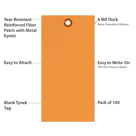 SmartSign 6.25 x 3.125 inch “Orange” Blank Tyvek Shipping Tags - Image 4