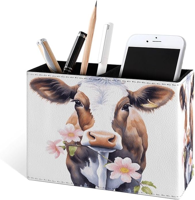 Famame Cow Eating Pink Flowers Pencil Holder - Image 2
