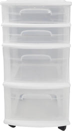 HOMZ 2-Pack Drawer Tower, 4-Tier Clear Plastic Storage Organizer Cart, and - Image 9