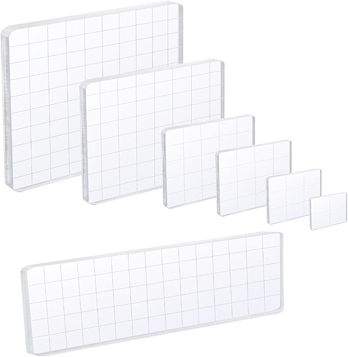 UCEC 7 Pieces Acrylic Stamp Block Clear Stamping Tools Set by UCEC