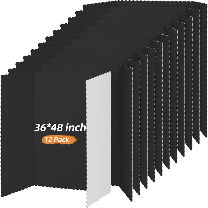 Henoyso 12 Pcs 36 x 48 Inch Black Trifold Poster Board Large Tri Fold by Henoyso