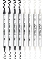 TRANSON 4 Black and 4 White Paint Markers Bold and Fine Dual-tip Acrylic Paint - Image 7