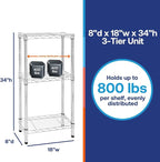 Shelving Inc. 8" d x 18" w Chrome Wire Shelving - Image 2
